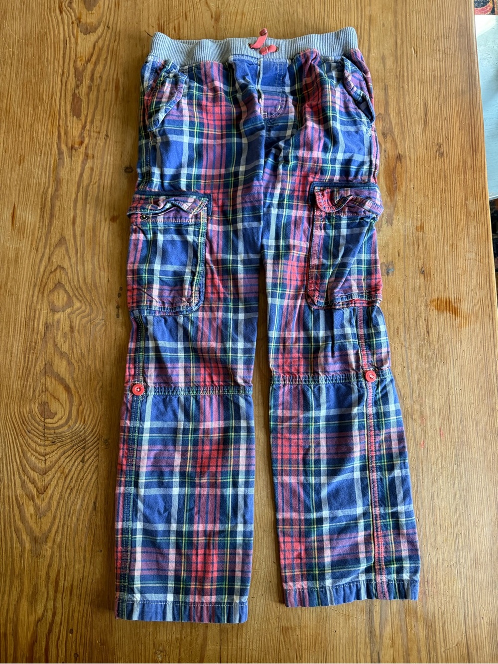 Mini Boden plaid drawstring cargo pants